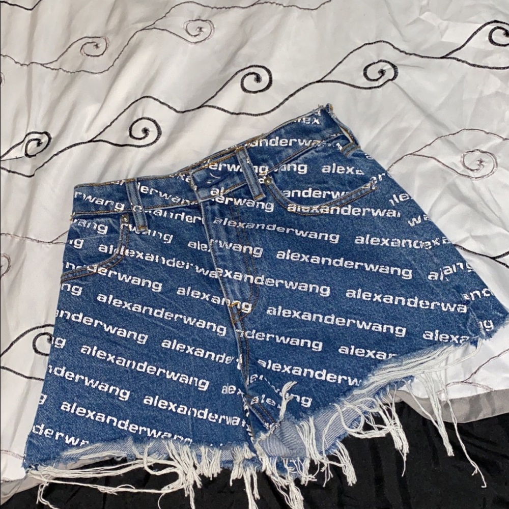 Alexander Wang Blue Denim Bite Logo Shorts